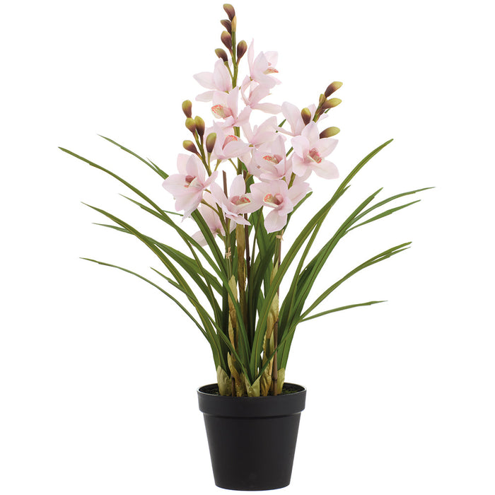 36.5" Cymbidium Orchid Silk Flower Arrangement w/Plastic Pot -Soft Pink (Pack of 2) - LFO695-PK/SO