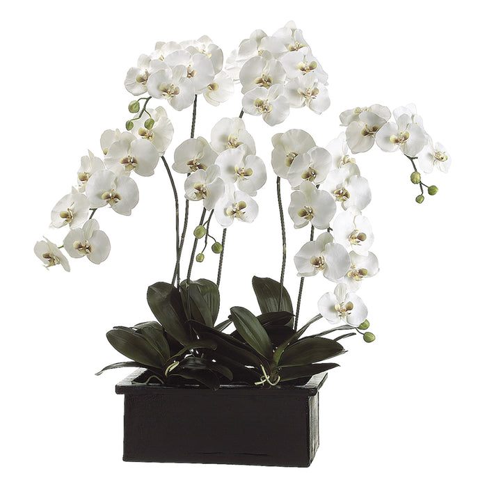 42" Handwrapped Phalaenopsis Orchid Silk Flower Arrangement -White/Green - LFO765-WH/GR