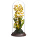 15" Oncidium Orchid Silk Flower Arrangement w/Glass Dome -Yellow (Pack of 4) - LFO805-YE