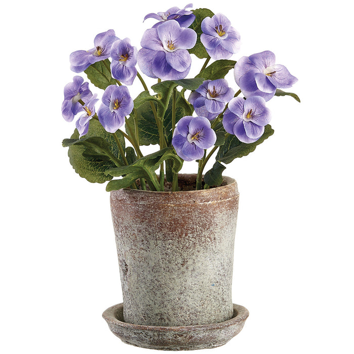 9" Pansy Silk Flower Arrangement w/Mgo Pot -Purple (Pack of 4) - LFP003-PU