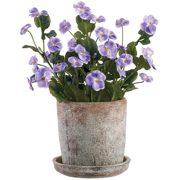 14.5" Pansy Silk Flower Arrangement w/Mgo Pot -Purple (Pack of 2) - LFP005-PU