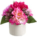 8" Mixed Peony & Sedum Silk Flower Arrangement w/Ceramic Vase -Beauty/Boysenberry (Pack of 6) - LFP040-BT/BB