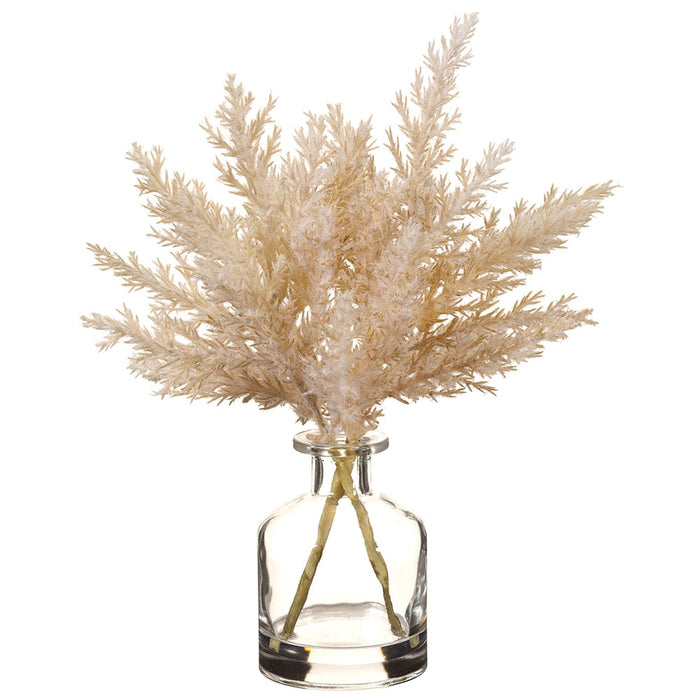 11" Artificial Pampas Grass Arrangement w/Glass Vase -White (Pack of 6) - LFP063-WH