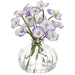 7.5" Pansy Silk Flower Arrangement w/Glass Vase -White/Lavender (pack of 6) - LFP209-WH/LV