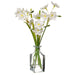 12" Ranunculus Silk Flower Arrangement w/Glass Vase -White (Pack of 12) - LFP230-WH