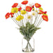 17" Poppy Silk Flower Arrangement w/Glass Vase -Orange/Yellow - LFP280-OR/YE