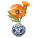 8" Silk Poppy Flower Arrangement w/Ceramic Vase -Orange (pack of 6) - LFP375-OR