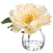 6" Peony Silk Flower Arrangement w/Glass Vase -Yellow/Peach (pack of 6) - LFP481-YE/PE