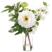 17" Peony, Snowball & Blossom Silk Flower Arrangement w/Glass Vase -Cream/Green (Pack of 2) - LFP552-CR/GR