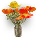 14" Poppy Silk Flower Arrangement w/Glass Vase -Orange/Yellow (Pack of 3) - LFP758-OR/YE