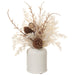 15" Pampas Grass, Pod & Pinecone Artificial Arrangement w/Ceramic Vase - Beige/Brown (pack of 4) - LFP972-BE/BR