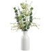 20" Queen Anne's Lace & Eucalyptus Leaf Silk Flower Arrangement w/Ceramic Bottle -Cream/Green (pack of 6) - LFQ036-CR/GR