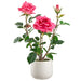 16.1" Rose Silk Flower Arrangement w/Ceramic Vase -Rose (pack of 2) - LFR003-RO