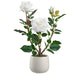 16.1" Rose Silk Flower Arrangement w/Ceramic Vase -White (pack of 2) - LFR003-WH