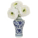 7.5" Ranunculus Silk Flower Arrangement w/Ceramic Vase -White (pack of 6) - LFR021-WH