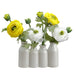 9" Silk Ranunculus Flower Arrangement w/Ceramic Bottle Vase -White/Yellow (pack of 6) - LFR059-WH/YE