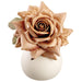 7.5" Rose Silk Flower Arrangement w/Ceramic Vase -Tan (Pack of 6) - LFR062-TN
