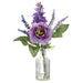 15" Ranunculus, Lilac & Lavender Silk Flower Arrangement w/Glass Vase -Purple/Lavender (Pack of 12) - LFR127-PU/LV