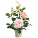15.5" Rose Silk Flower Arrangement w/Plastic Pot -Peach (Pack of 6) - LFR205-PE
