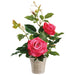 15.5" Rose Silk Flower Arrangement w/Plastic Pot -Pink (Pack of 6) - LFR205-PK