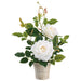 15.5" Rose Silk Flower Arrangement w/Plastic Pot -White/Blush (Pack of 6) - LFR205-WH/BS