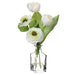 12" Silk Ranunculus Flower Arrangement w/Glass Vase -White (Pack of 12) - LFR271-WH