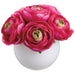 5" Ranunculus Silk Flower Arrangement w/Glass Vase -Beauty/Pink (Pack of 6) - LFR300-BT/PK