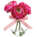 6" Ranunculus Silk Flower Arrangement w/Glass Vase -Beauty/Pink (Pack of 6) - LFR301-BT/PK