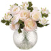 9" Ranunculus Silk Flower Arrangement w/Glass Vase -Blush (Pack of 2) - LFR490-BS