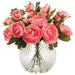 9" Ranunculus Silk Flower Arrangement w/Glass Vase -Pink (Pack of 2) - LFR490-PK