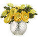 9" Ranunculus Silk Flower Arrangement w/Glass Vase -Yellow (Pack of 2) - LFR490-YE