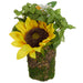 9.5" Sunflower, Mint & Lemon Silk Flower Arrangement w/Pot -Yellow/Green (Pack of 6) - LFS120-YE/GR