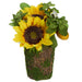 12.5" Sunflower, Mint & Lemon Silk Flower Arrangement w/Pot -Yellow/Green (Pack of 6) - LFS125-YE/GR