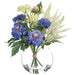 12" Scabiosa & Astilbe Silk Flower Arrangement w/Glass Vase -Blue (Pack of 2) - LFS402-BL