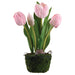 10.5" Tulip Silk Flower Arrangement w/Moss & Soil Ball -Soft Pink (Pack of 6) - LFT102-PK/SO