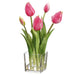 12" Faux Tulip Flower Arrangement w/Glass Vase -Pink (pack of 6) - LFT118-PK