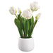 13.5" Tulip Silk Flower Arrangement w/Ceramic Vase -White (Pack of 6) - LFT145-WH