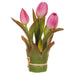 8" Artificial Tulip Flower Arrangement w/Leaf Planter -Boysenberry (pack of 12) - LFT183-BB