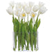 21" Tulip Silk Flower Arrangement w/Glass Vase -White - LFT192-WH