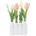 13.5" Silk Tulip Flower Arrangement w/Ceramic Vase -Pink/White (pack of 4) - LFT215-PK/WH