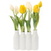 13.5" Silk Tulip Flower Arrangement w/Ceramic Vase -Yellow/White (pack of 4) - LFT215-YE/WH