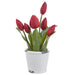 12" Tulip Silk Flower Arrangement w/Terra Cotta Vase -Burgundy (Pack of 6) - LFT242-BU
