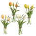 9" Set Of Tulips Silk Flower Arrangements w/Glass Vase -Cream/Yellow - LFT272-CR/YE