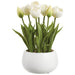 11" Tulip Silk Flower Arrangement w/Ceramic Vase -White (Pack of 6) - LFT282-WH