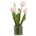 15" Tulip Artificial Flower Arrangement w/Clear Plastic Pot -Blush (Pack of 6) - LFT290-BS