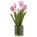15" Tulip Artificial Flower Arrangement w/Clear Plastic Pot -Fuchsia (Pack of 6) - LFT290-FU