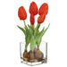 9" Tulip Silk Flower Arrangement w/Glass Vase -Red (Pack of 6) - LFT316-RE
