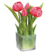 9" Silk Tulip Flower Arrangement w/Glass Vase -Tea Berry (pack of 6) - LFT428-TY