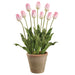27" Tulip Silk Flower Arrangement w/Clay Pot -Pink (Pack of 2) - LFT582-PK