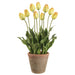 27" Tulip Silk Flower Arrangement w/Clay Pot -Yellow (Pack of 2) - LFT582-YE